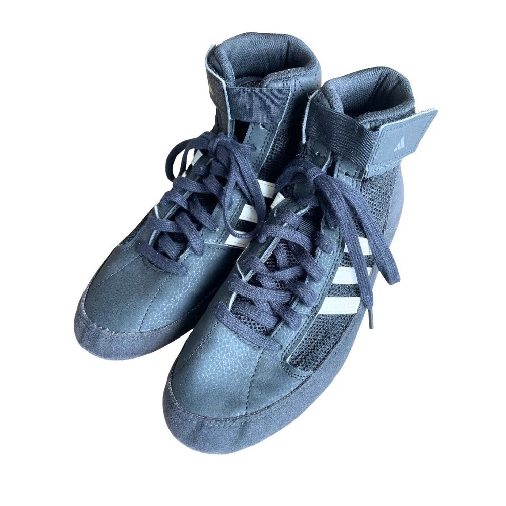 Adidas Black Wrestling Shoes High Top Lace Up Ankle Strap Mens Kids Youth US 5.5